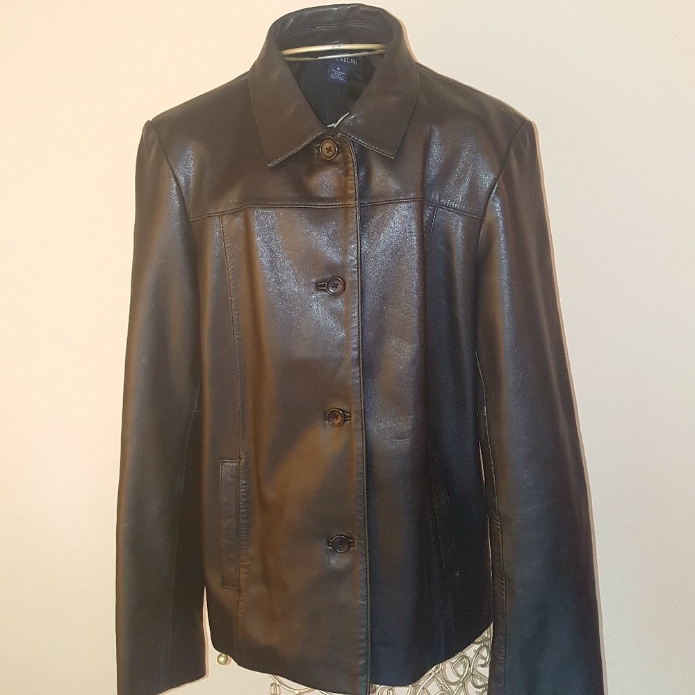 Ann Tailor Black Leather jacket, size M, A25